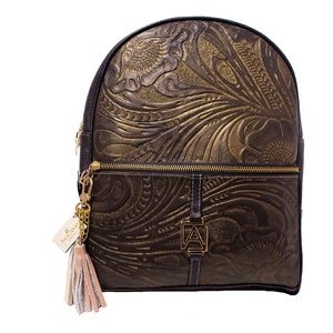 AngeLozano Chiapas Chiseled Black Leather Backpack